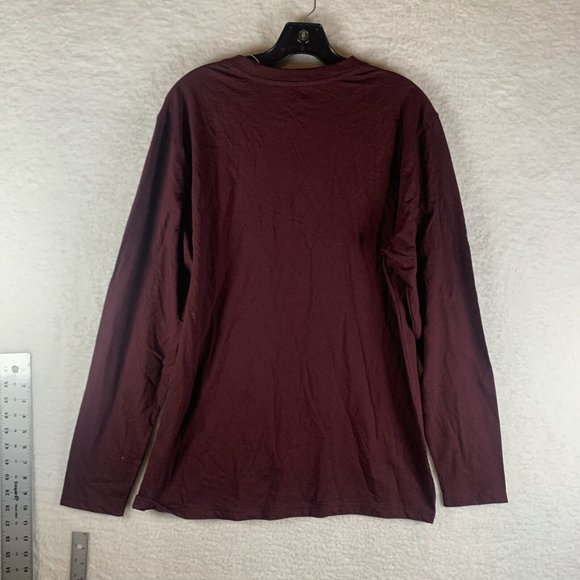 Alpine Design Shirt Men's Medium Burgundy Cotton Crew Neck Long Sleeve 7242 - Picture 8 of 9